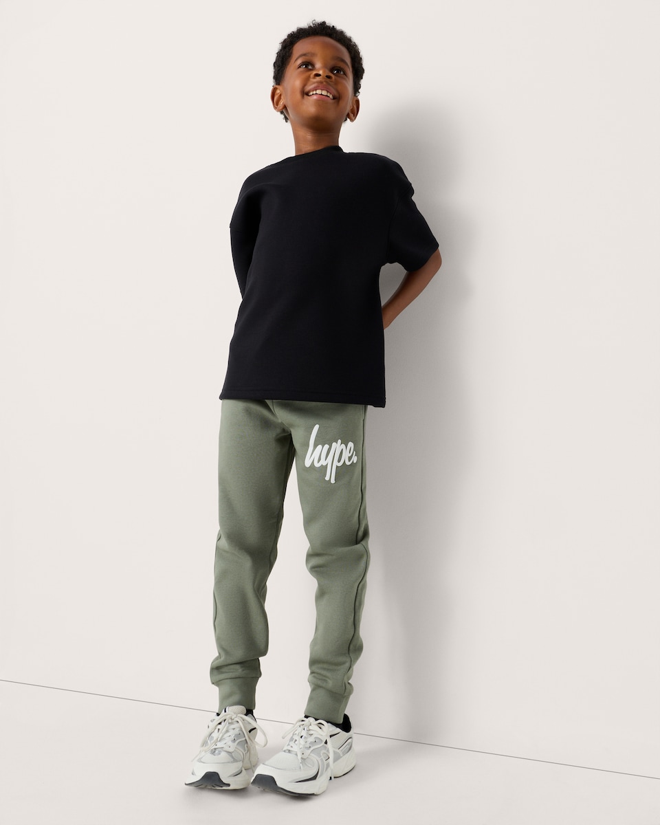 image 1 of Hype Cotton Rich Cuffed Joggers in Khaki