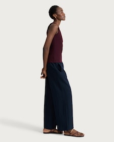 The F&F Edit Lyocell Rich Wide Leg Trousers in Navy