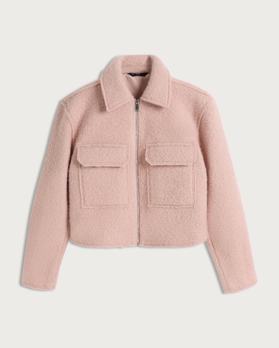 image 1 of F&F Textured Pocket Front Zip Up Jacket in Pink