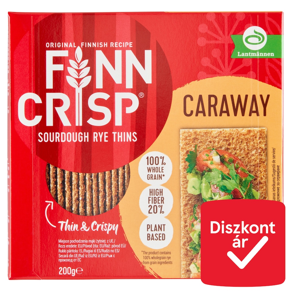 Finn Crisp vékony ropogós köménymagos rozskenyérke 200 g