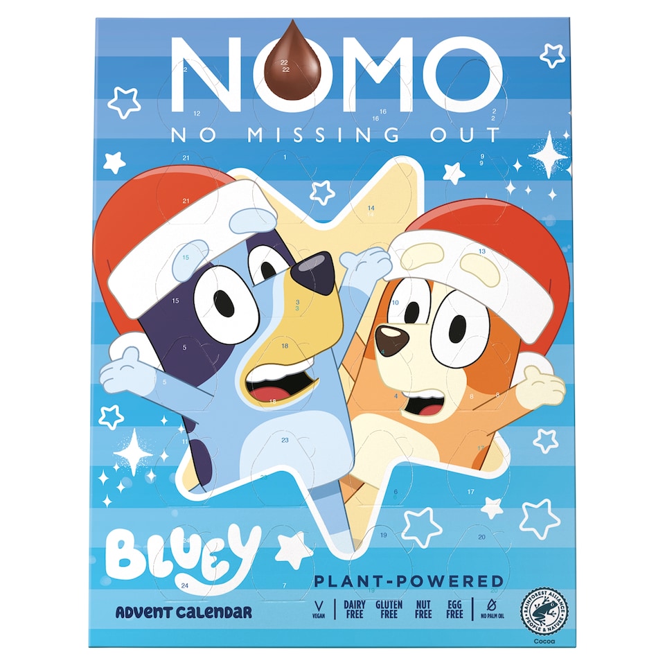 NOMO Bluey Advent Calendar 24 Creamy Choc Drops 70g
