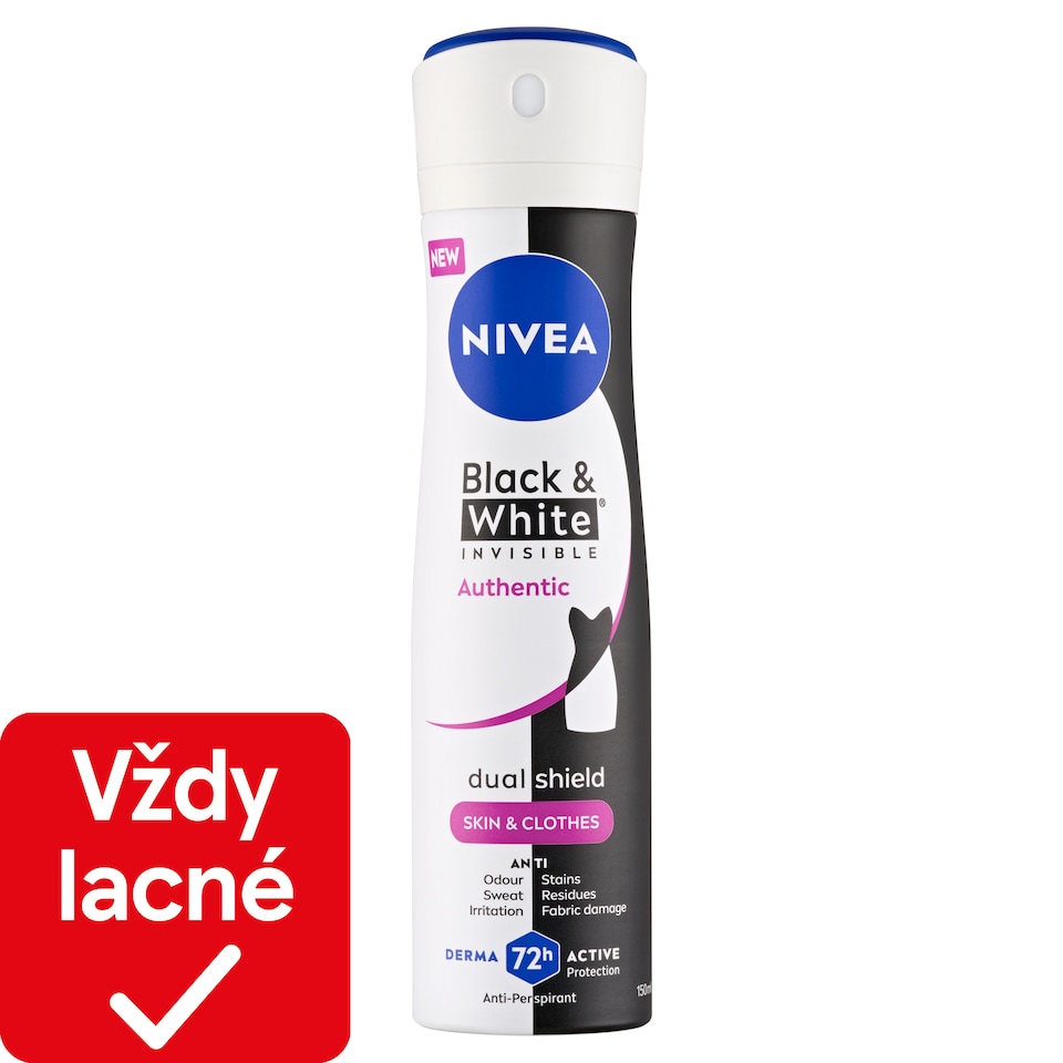 obrázok 1 z Nivea Black & White Authentic Sprej antiperspirant 150 ml