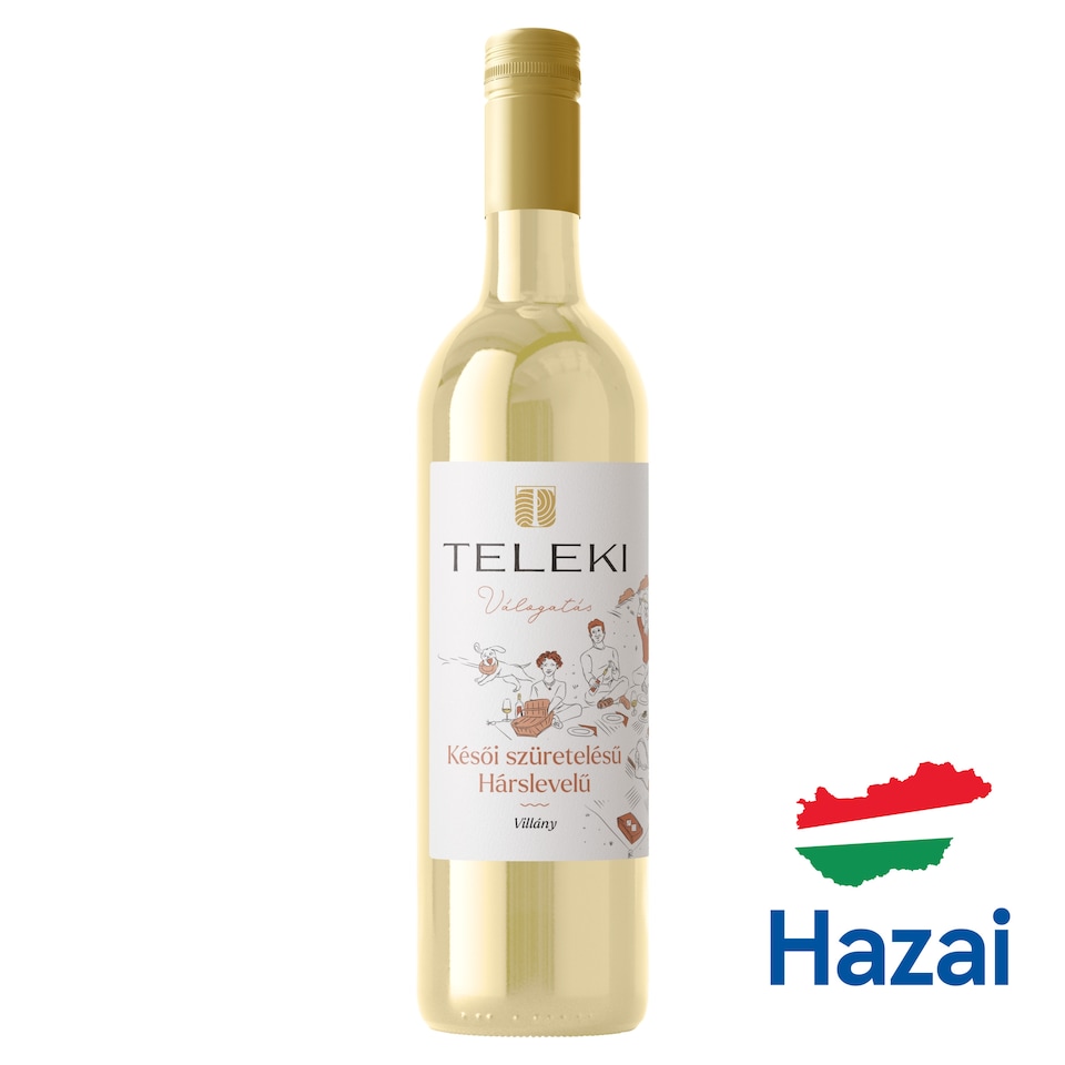 Teleki Válogatás Villányi Késői Szüretelésű Hárslevelű félédes fehérbor 12% 0,75 l