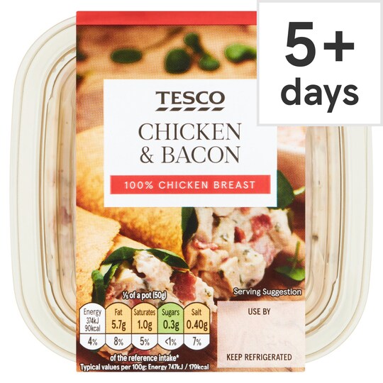 Tesco Chicken & Bacon Sandwich Filler 250G Tesco Groceries