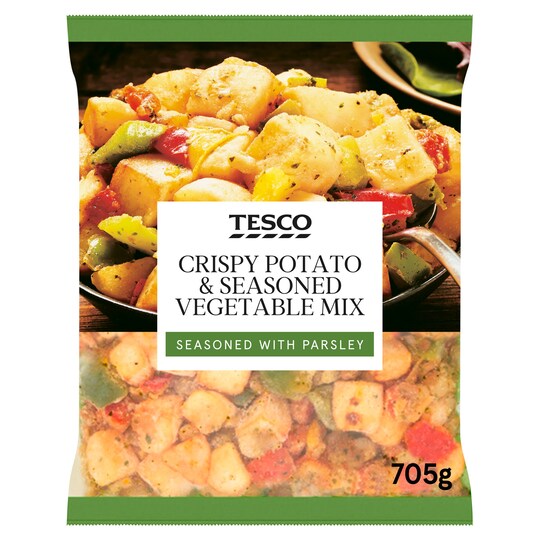 Tesco Crispy Potatoes & Seasoned Vegetable Mix 750G Tesco Groceries