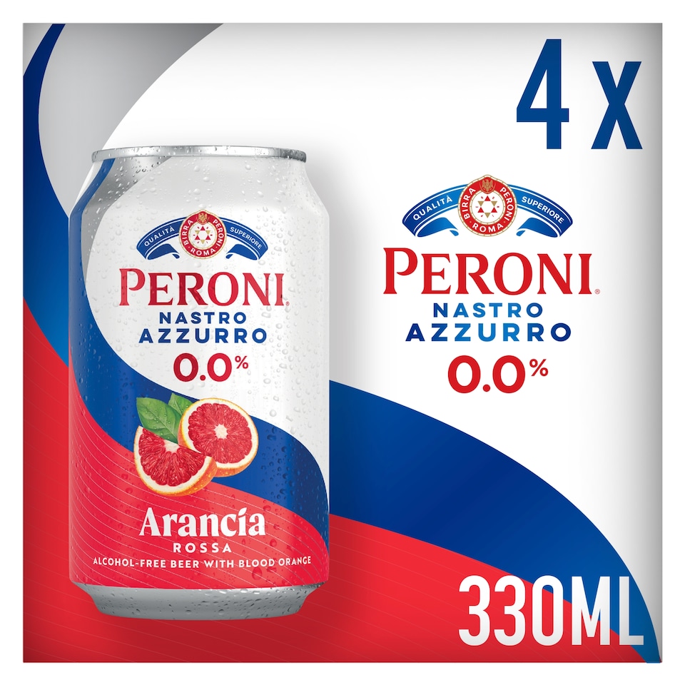 Peroni 0.0% Blood Orange Alcohol Free Beer Cans 4x330ml