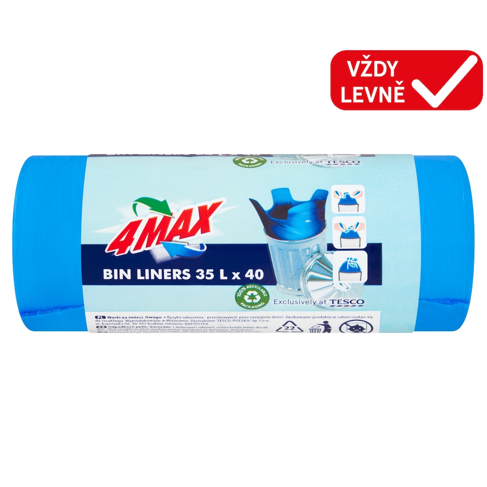 4MAX Odpadkové pytle 35 l 40 ks