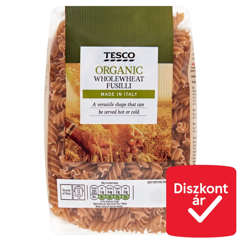 Tesco Organic Wholewheat Fusilli 500 g