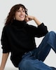 image 2 of F&F Knitted Roll Neck Jumper Dress with Wool in Black