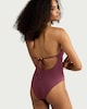 image 4 of F&F Cut Out Beaded Halterneck Swimsuit in Purple