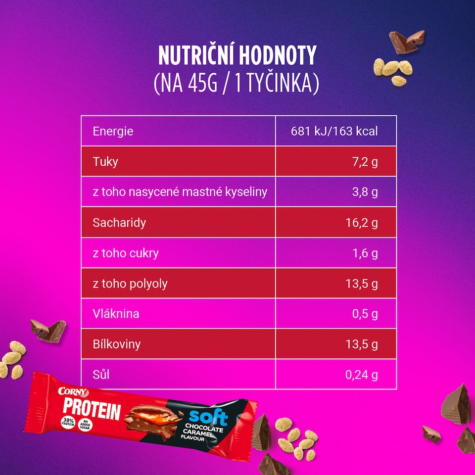 obrázok 1 z CORNY SOFT proteínová tyčinka Čokoláda-karamel 45 g
