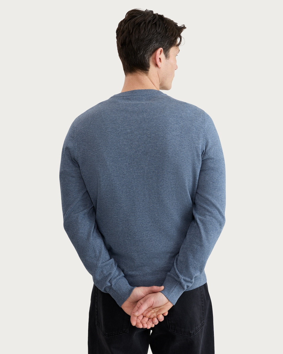 image 1 of F&F Pure Cotton Ribbed Crew Neck Jumper in Blue