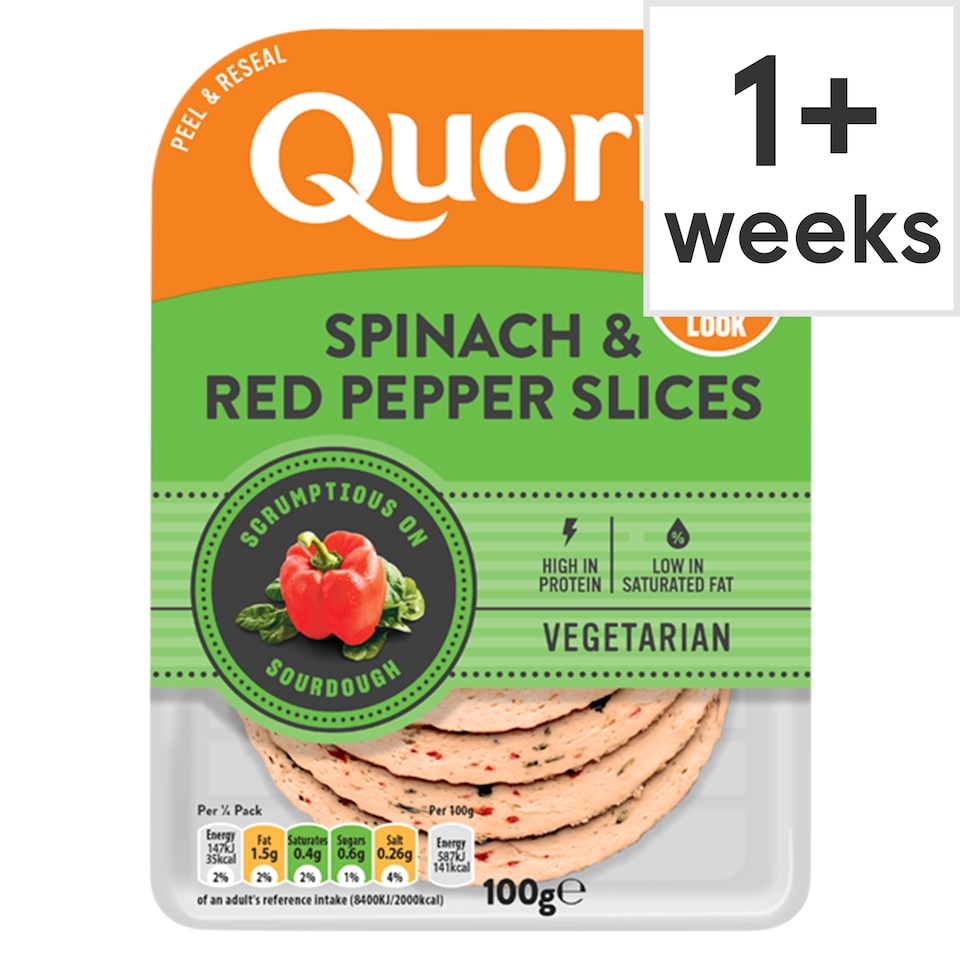 Quorn Spinach And Red Pepper Slices 100G