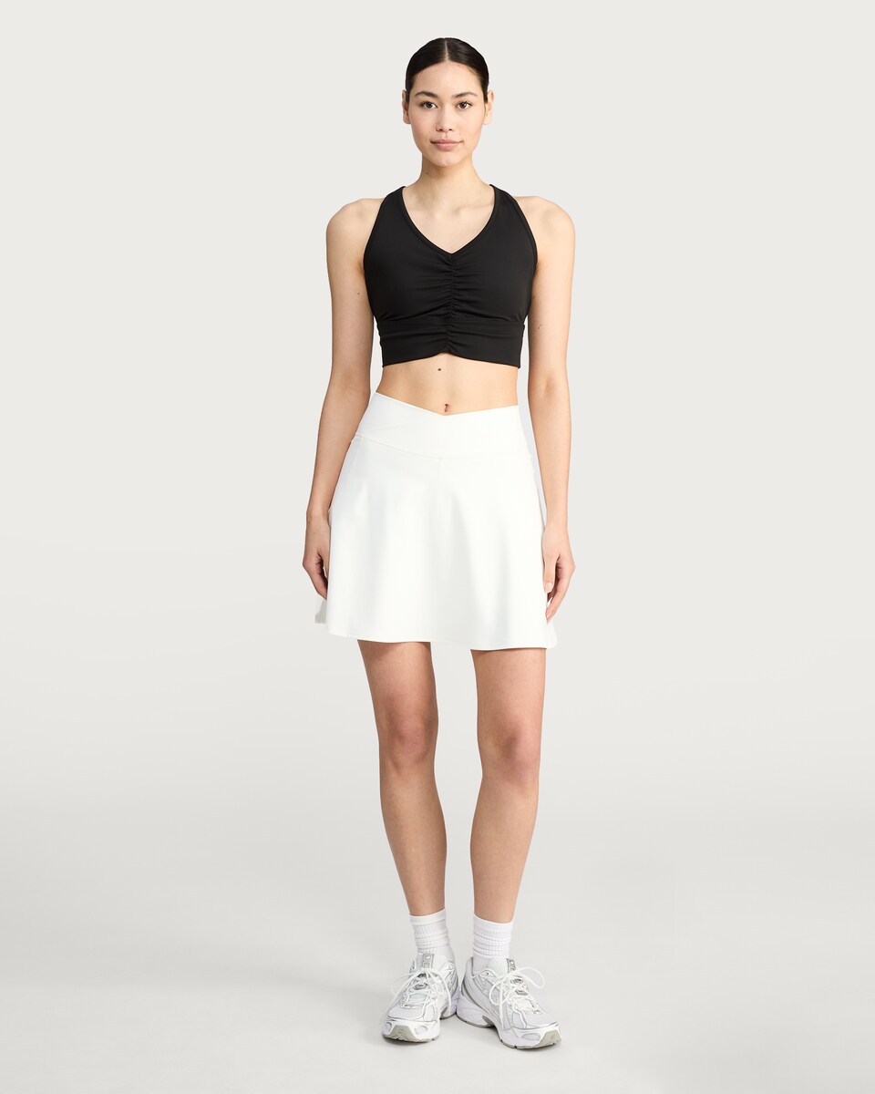 image 1 of F&F Active Ruched Front Crop Top in Black