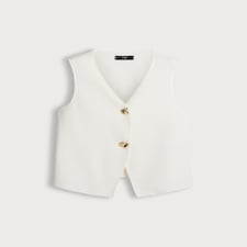 F&F Sleeveless Two Button Waistcoat in Cream