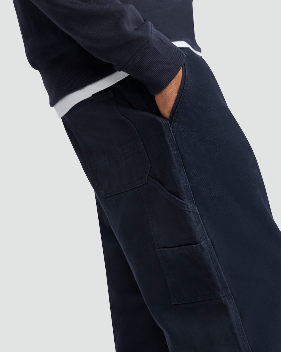 image 1 of F&F Pure Cotton Button Fastening Utility Trousers in Black