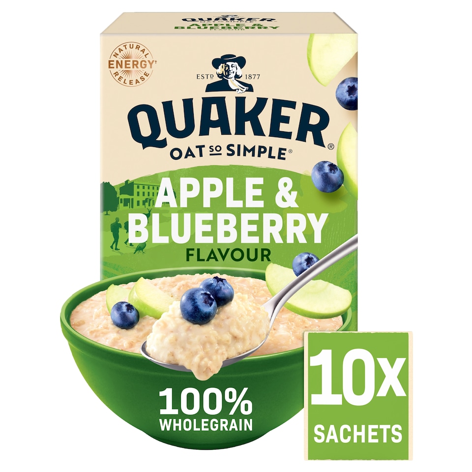 image 1 of Quaker Oat So Simple Apple & Blueberry Porridge Sachets 10x36g