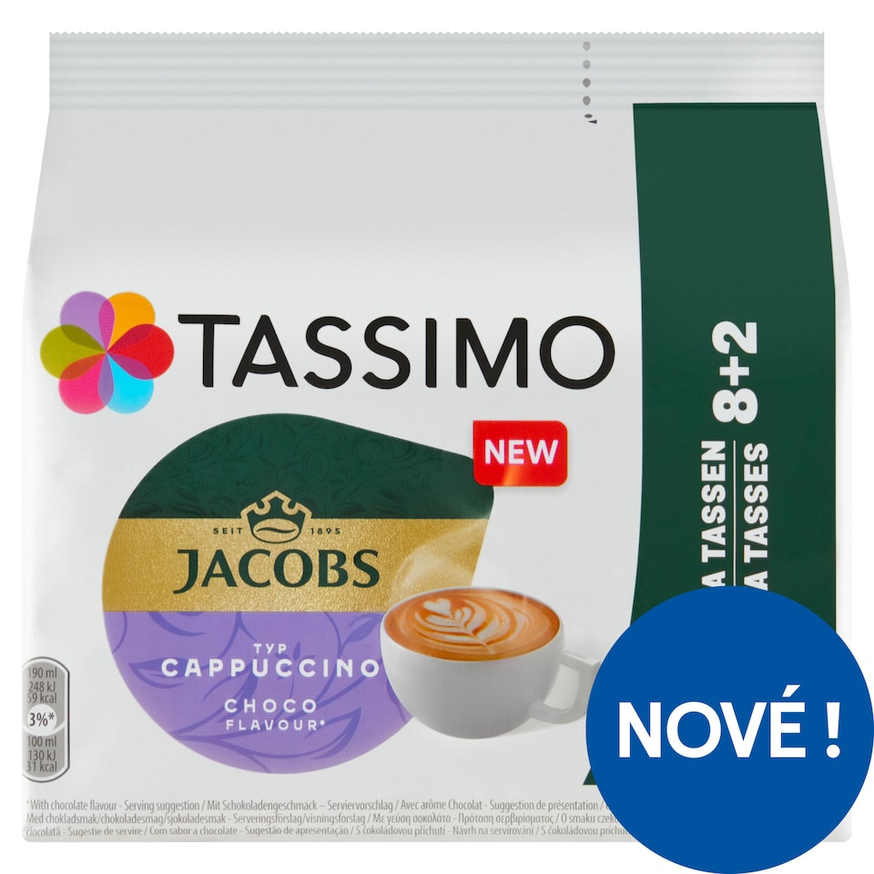 Obrázek 1 pro produkt Tassimo Jacobs Instantní kávový a kakaový nápoj s čokoládovou příchutí 10 x 16g (160g)