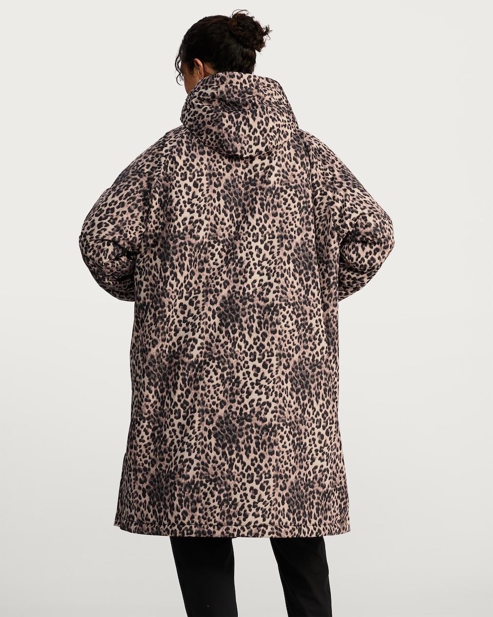 image 1 of F&F Leopard Print Fleece Lined Waterproof Raincoat in Multi Brown