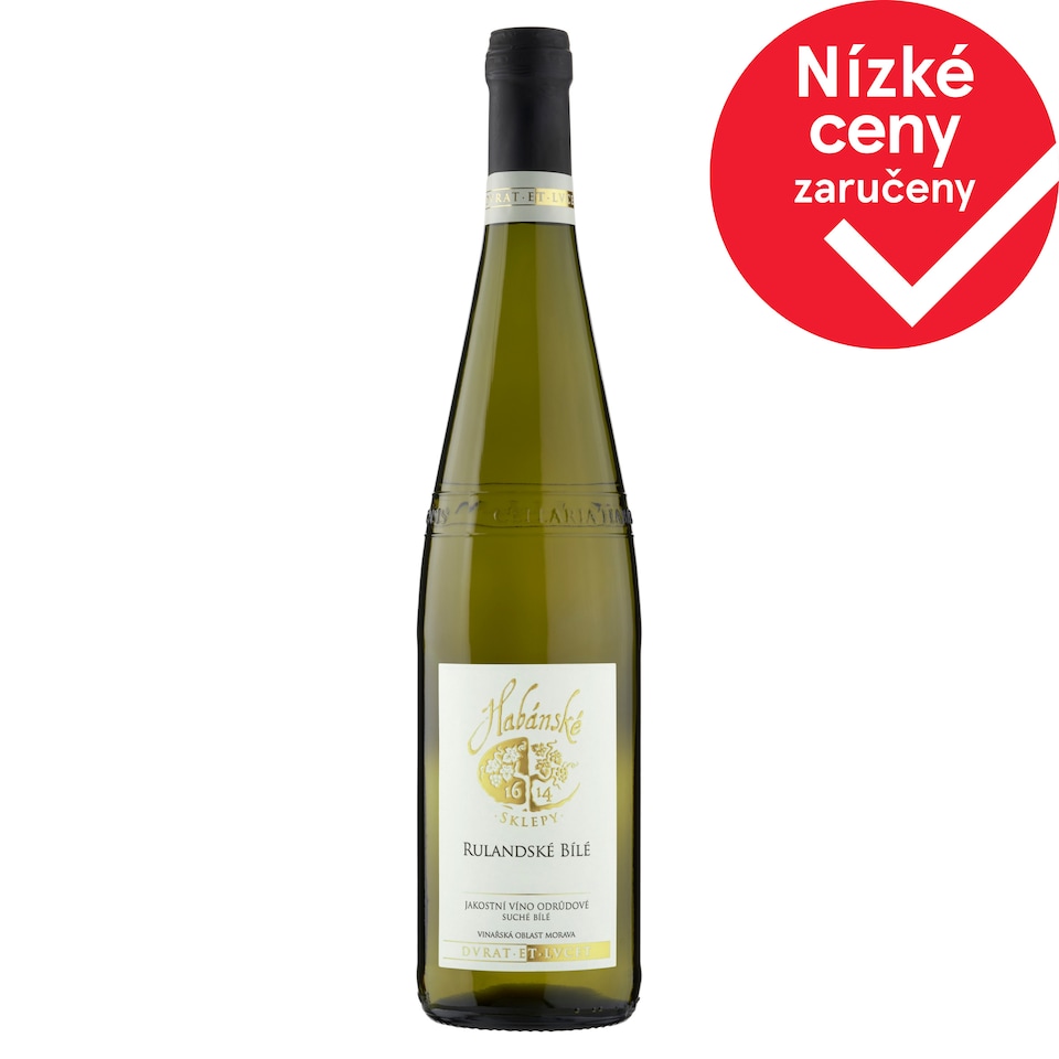 Habánské Sklepy Rulandské bílé jakostní víno odrůdové suché bílé 0,75l