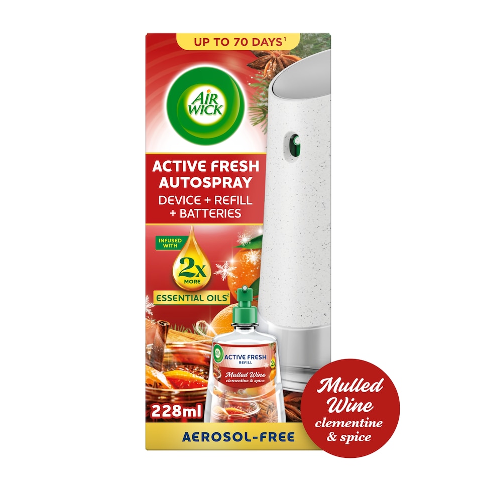 Air Wick 24/7 Active Fresh Aerosol Free Automatic Spray Mulled Wine 228ml