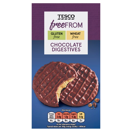 Tesco Free From Chocolate Digestives 200G Tesco Groceries