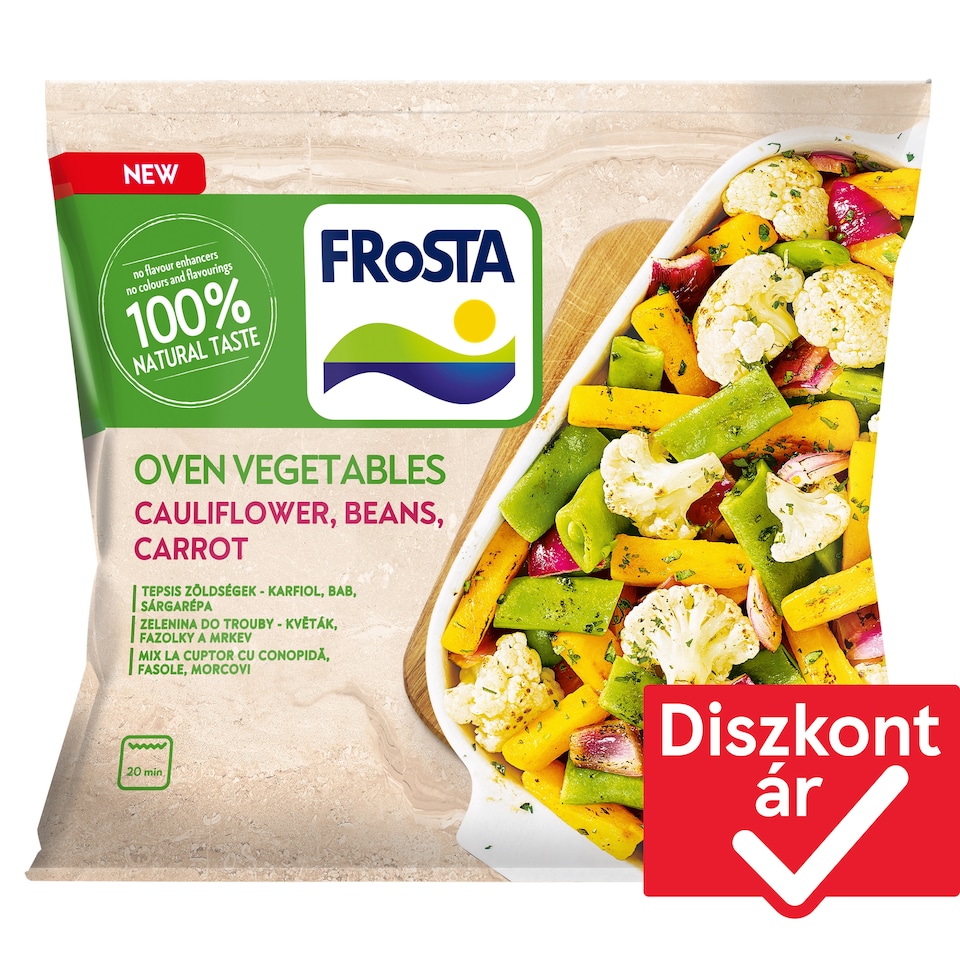 FRoSTA gyorsfagyasztott tepsis zöldségek karfiol, bab, sárgarépa 400 g