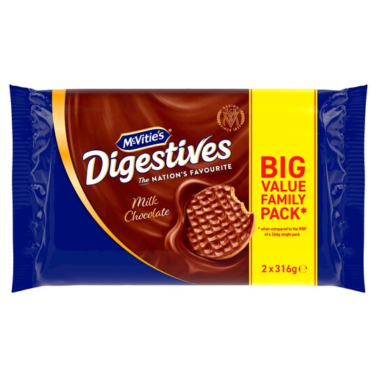 Mcvitie's Milk Chocolate Digestive Twin Pack 2X316g Tesco Groceries