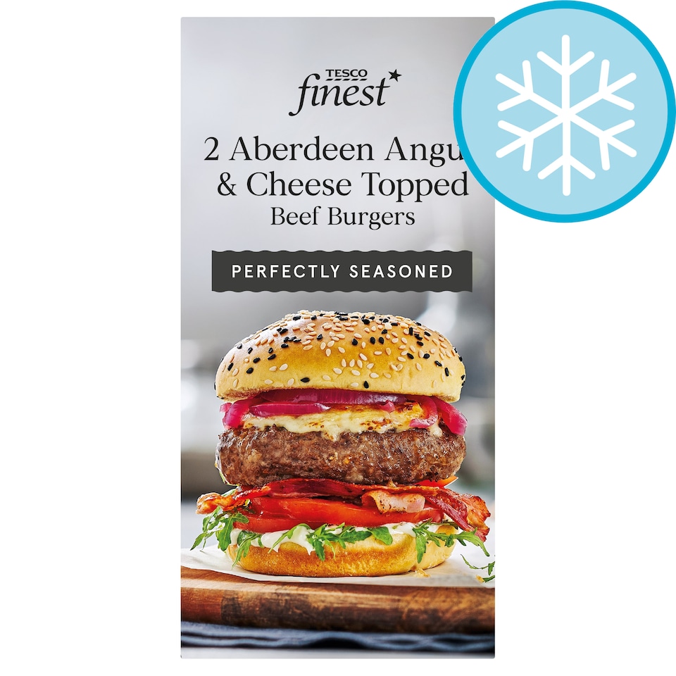 Tesco Finest 2 Aberdeen Angus & Cheese Topped Beef Burgers 324g Tesco