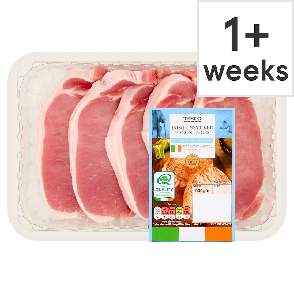 Tesco Irish Bacon Chops 800G