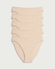 image 1 of F&F 5-Pack Cotton Rich High Leg Knickers in Nude