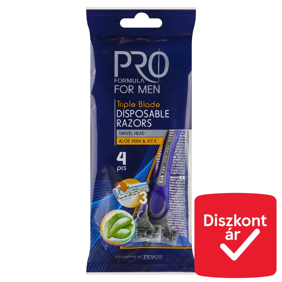 Tesco Pro Formula for Men Triple Blade Disposable Razors 4 pcs