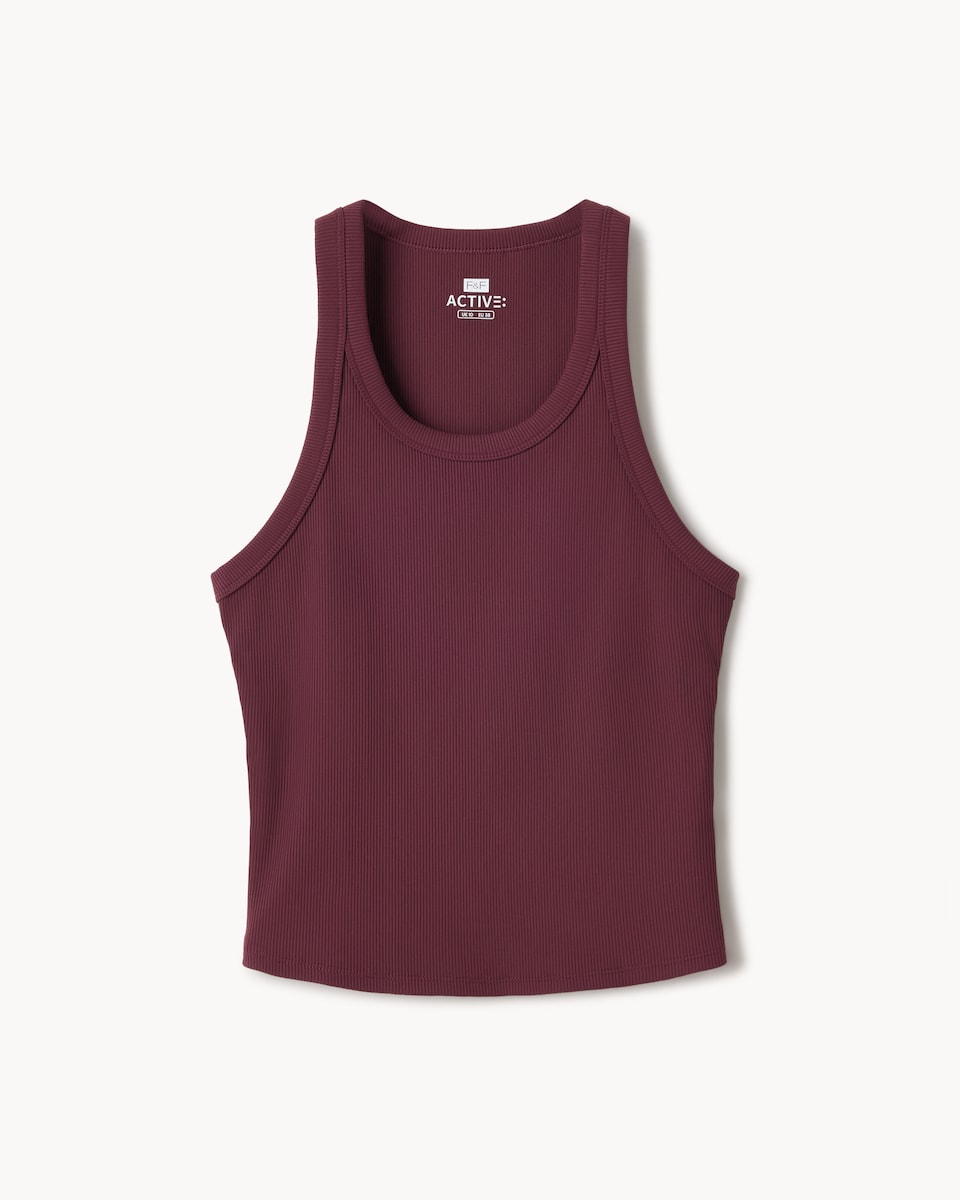 image 1 of F&F Active ULTRASTRETCH Racerback Vest in Burgundy