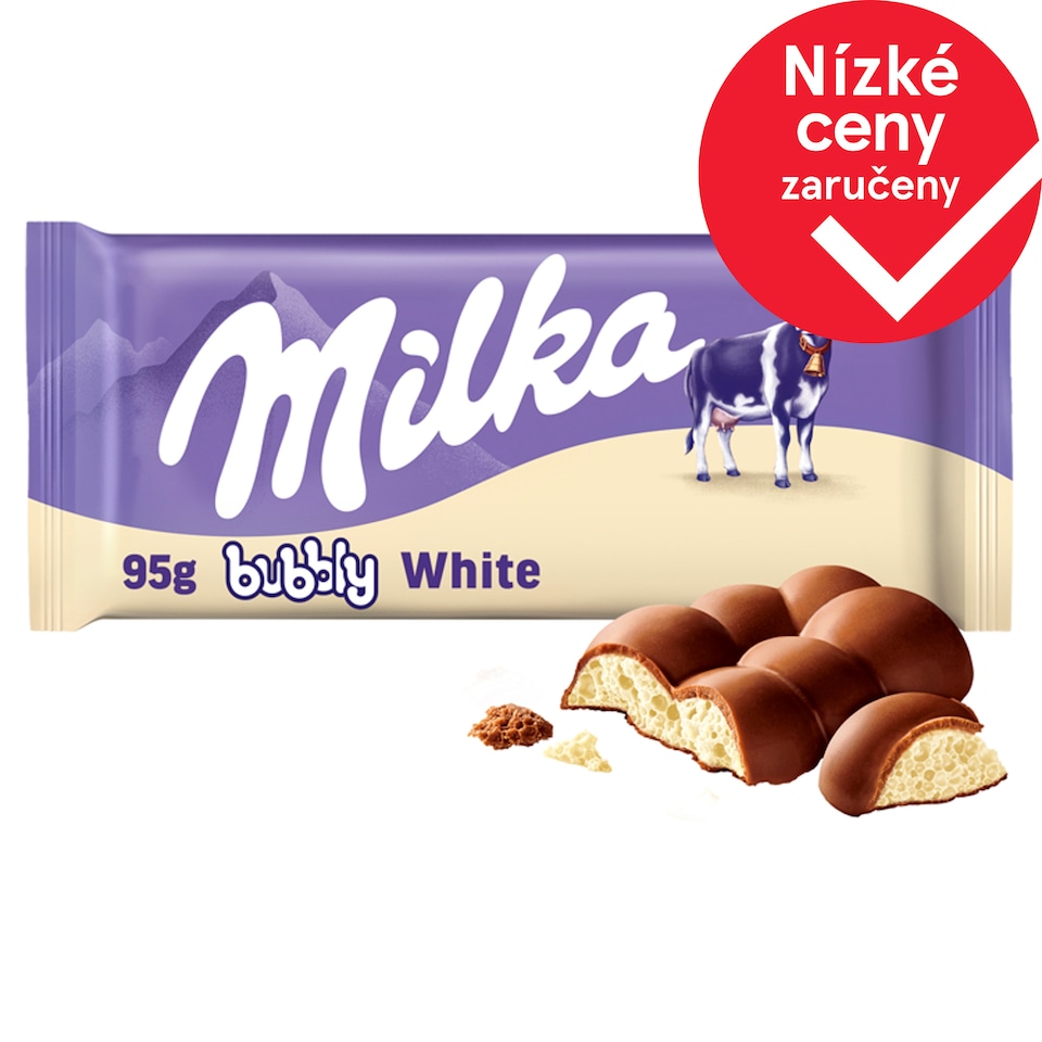 Milka čokoláda Bubbly bílá a mléčná s bublinkami 95g