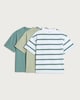 image 4 of F&F Boys 3-Pack Pure Cotton Short Sleeved T-Shirts in Green
