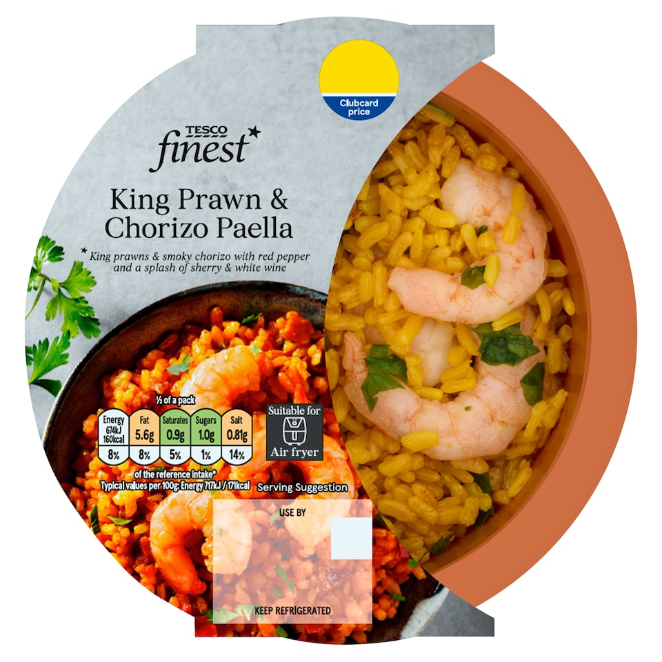 Tesco Finest King Prawn & Chorizo Paella 200g