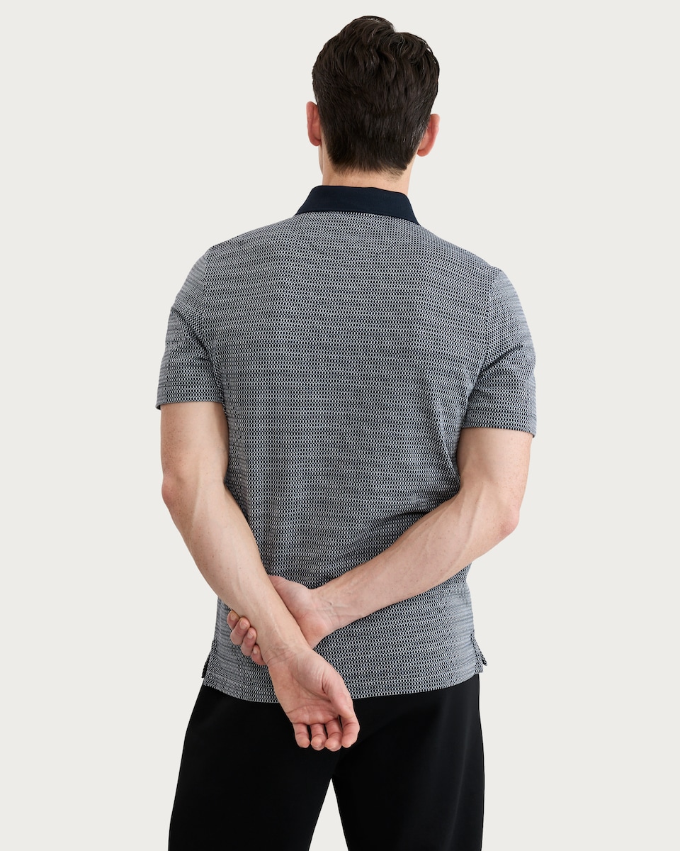 image 1 of F&F Pure Cotton Textured Short Sleeved Polo Shirt in Navy