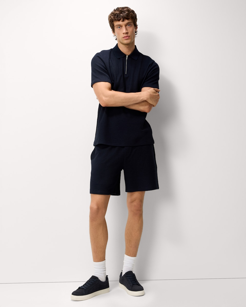 image 1 of F&F Cotton Rich Textured Polo Shirt in Navy