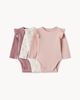 image 1 of F&F Baby 3-Pack Cotton Rich Frill Bodysuits in Mink