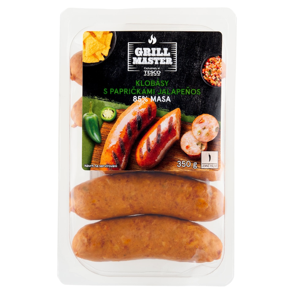 Tesco Grill Master Klobásy s papričkami jalapeňos 350g