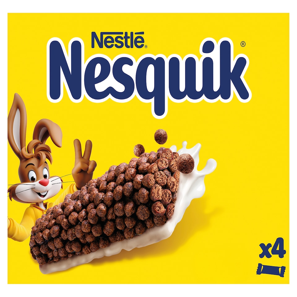 Nestlé NESQUIK Breakfast Cereal Bar with Cocoa Half-Dipped in White Coating 4 x 25 g