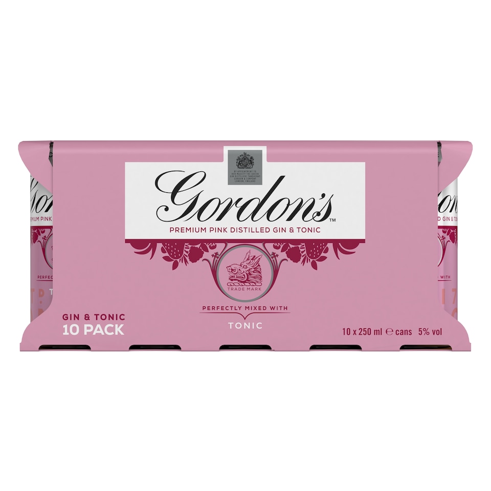 image 1 of Gordon's Pink Gin & Tonic Can 5% Vol 10x250ml