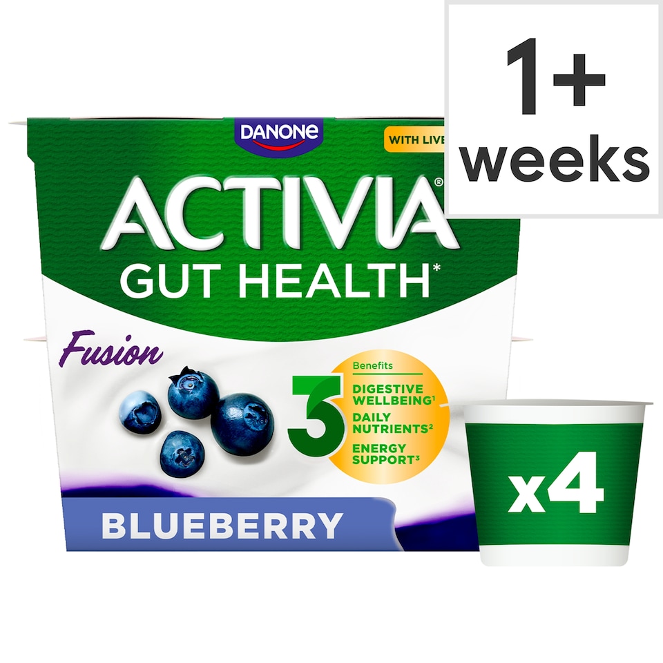 image 1 of Activia Fusions Blueberry Acai Gut Health Yoghurt Multipack 4x120g