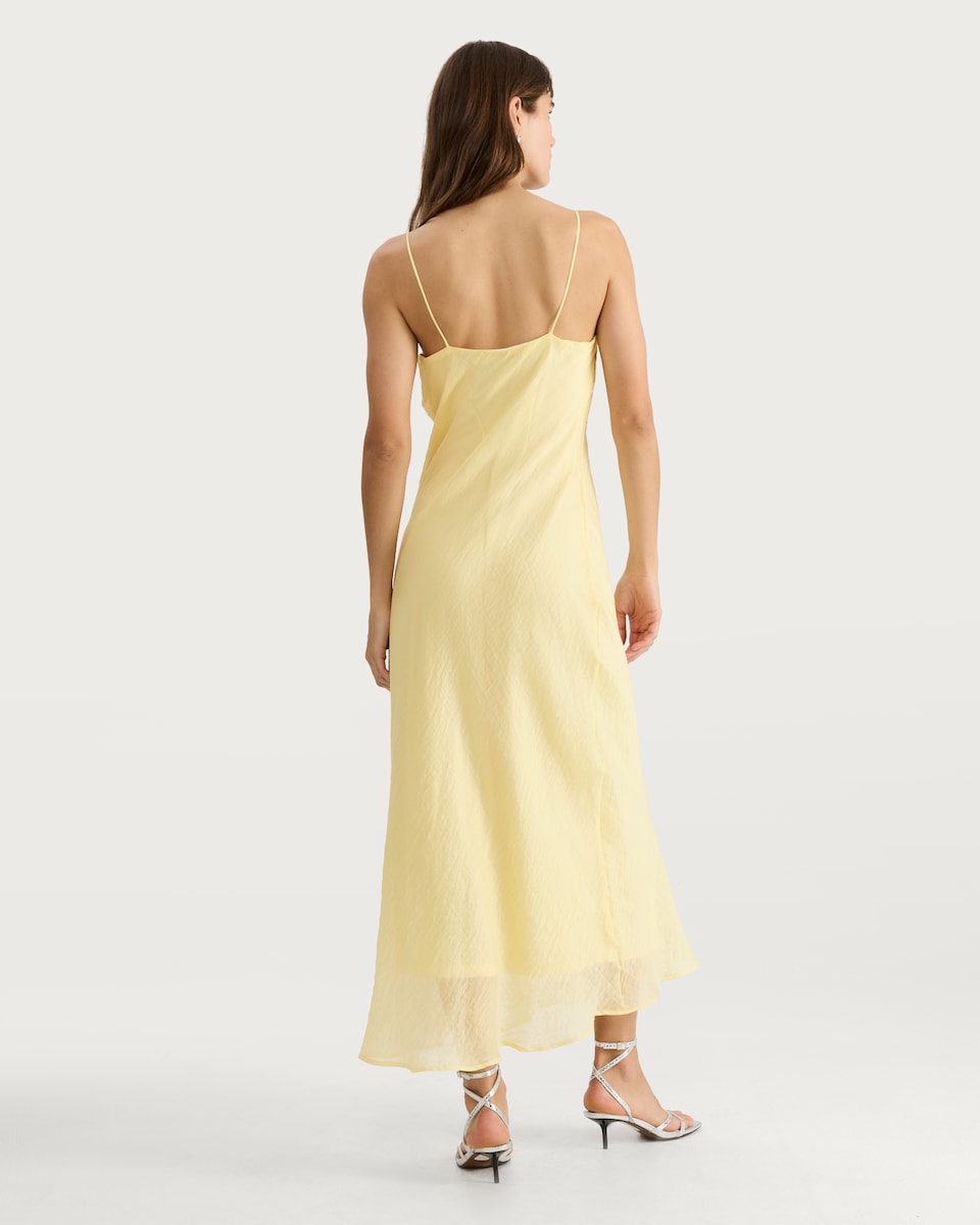image 1 of F&F V Neck Ruffle Front Strappy Midi Dress in Yellow