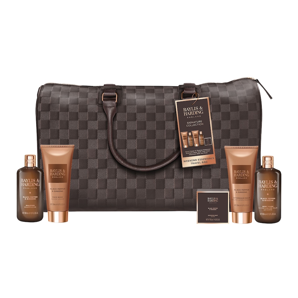 image 1 of Baylis & Harding Black Pepper & Ginseng Men's Weekend Essentials Travel Bag