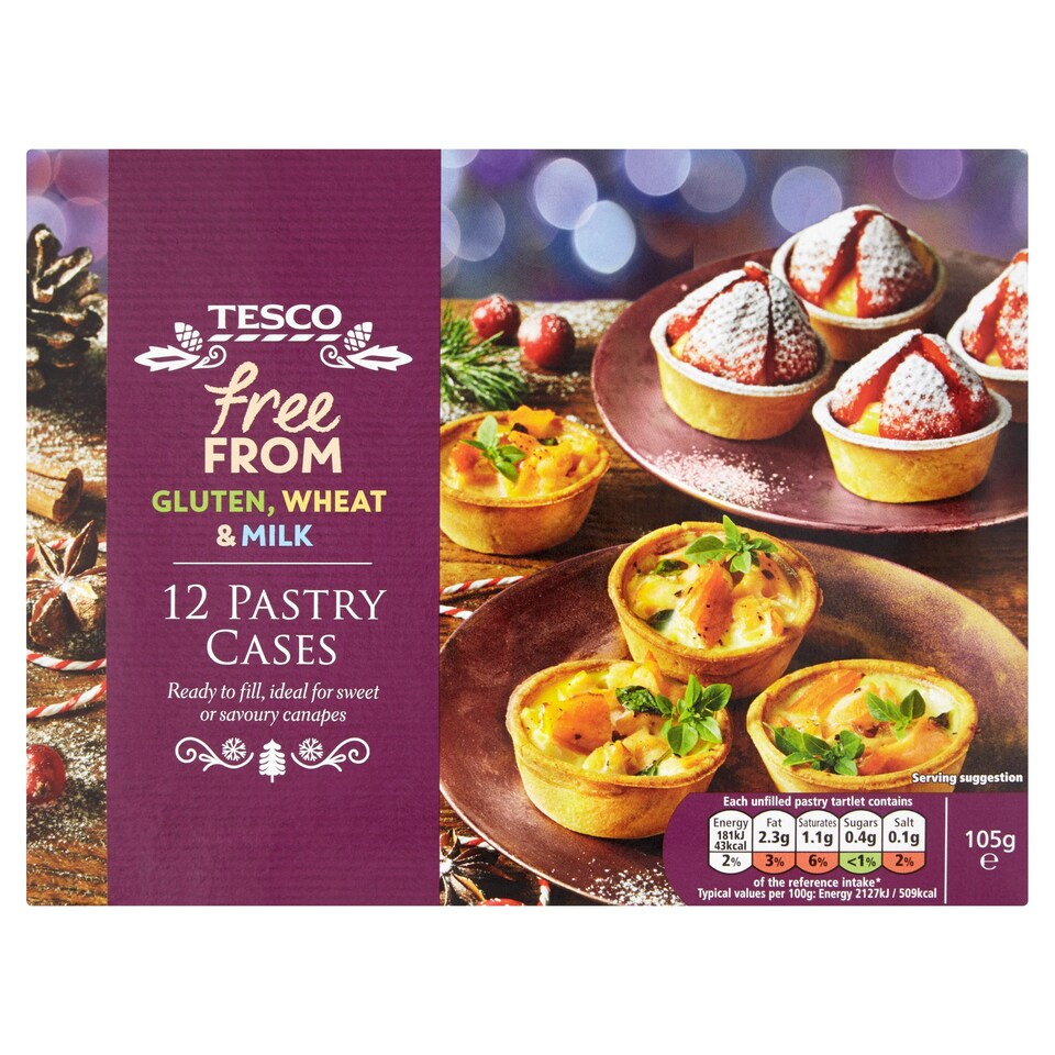 TESCO FREE FROM PASTRY CASES 105G