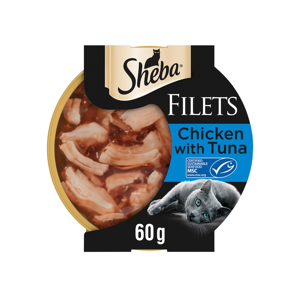 image 1 of Sheba Fillets Wet Cat Food Tray with Chicken & Tuna in Gravy 60g