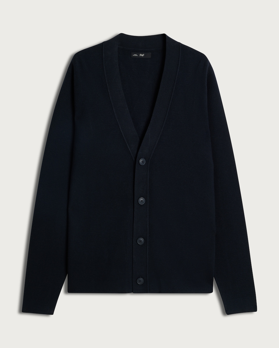 image 1 of F&F Knitted Button Up Relaxed Fit Cardigan in Navy