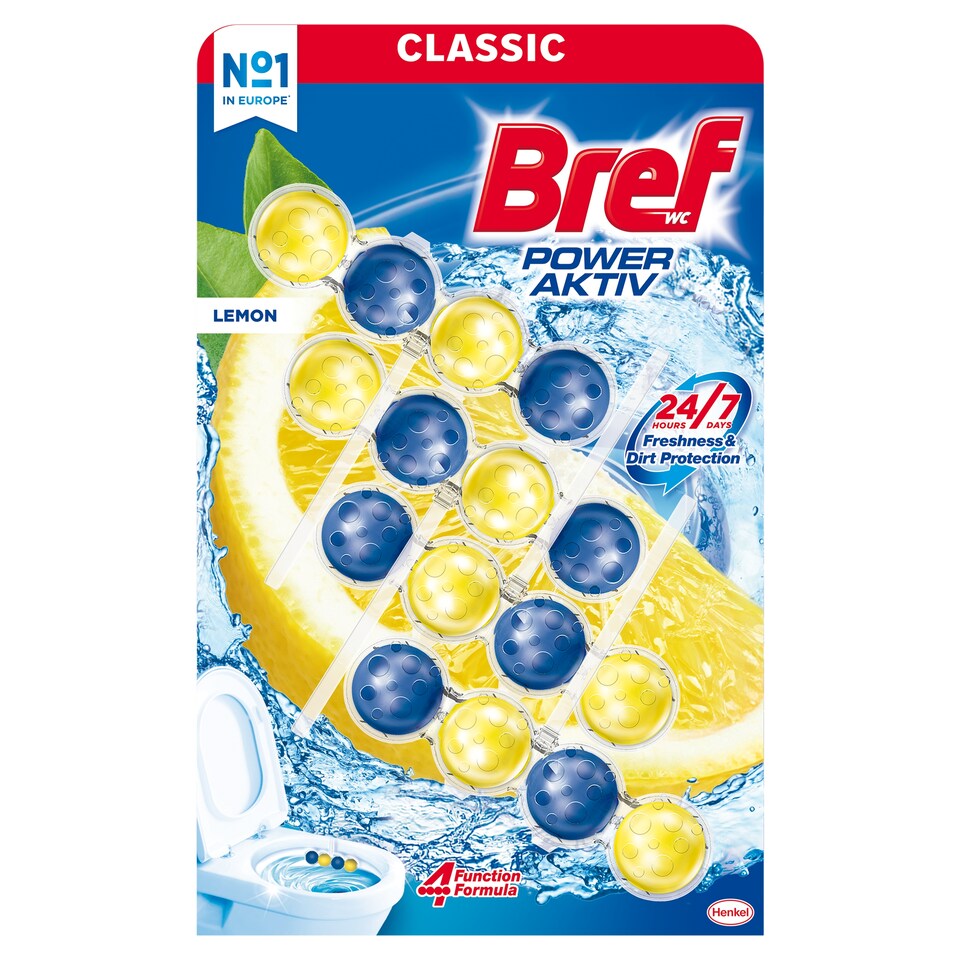 Bref Power Aktiv Lemon Solid Toilet Block 4 x 50g