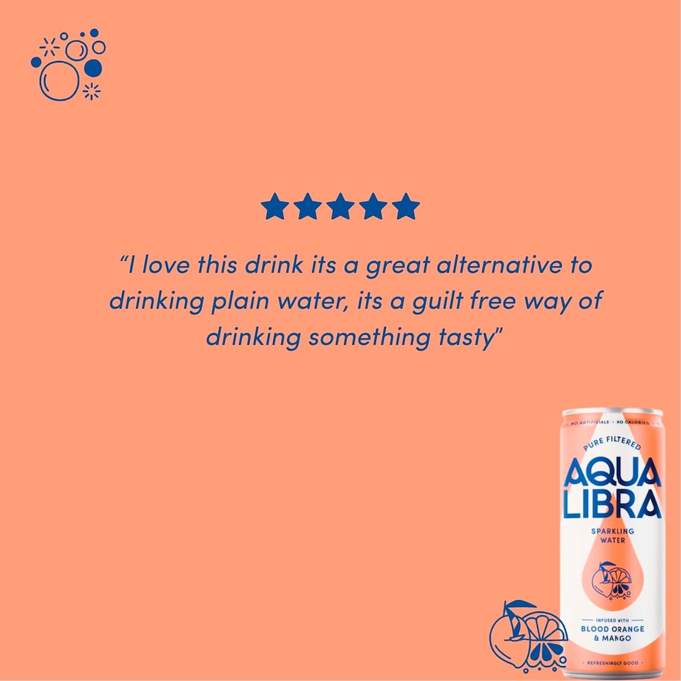 image 1 of Aqua Libra Sparkling Water Blood Orange & Mango 4 x 330ml